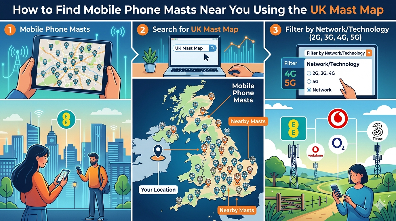 How to Find Mobile Phone Masts Near You Using the UK Mast Map